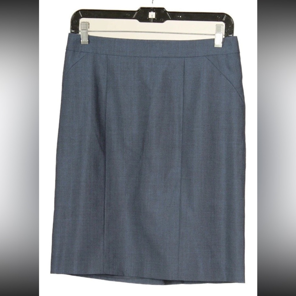 Ann Taylor Skirt Women’s 4P Blue Pencil Straight Lined Wool Blend